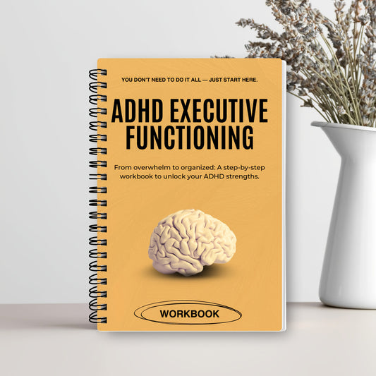 ADHD成年人执行功能练习册，日常收纳本和专注力笔记本，时间管理工具，情绪控制追踪器，认知行为疗法(CBT)活动表，任务管理，生产力和正念日记