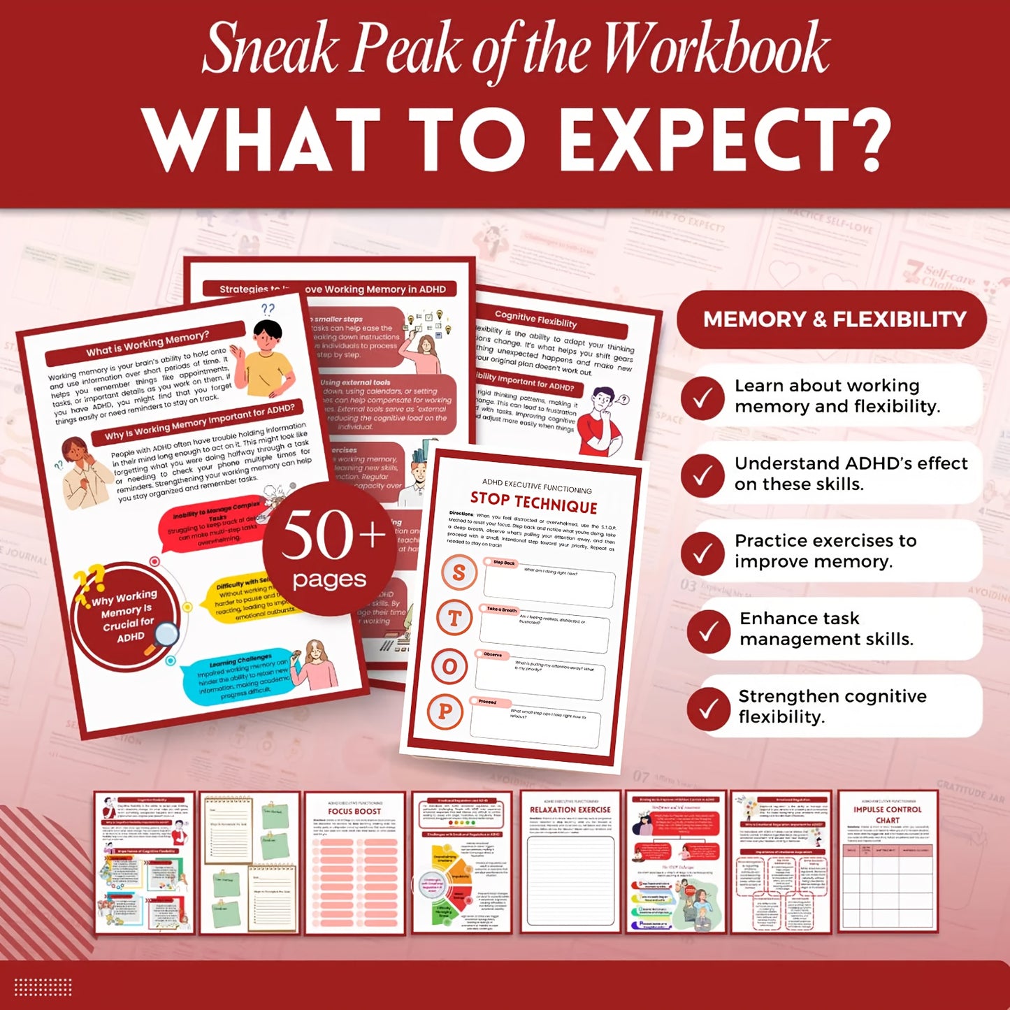 ADHD成年人执行功能练习册，日常收纳本和专注力笔记本，时间管理工具，情绪控制追踪器，认知行为疗法(CBT)活动表，任务管理，生产力和正念日记